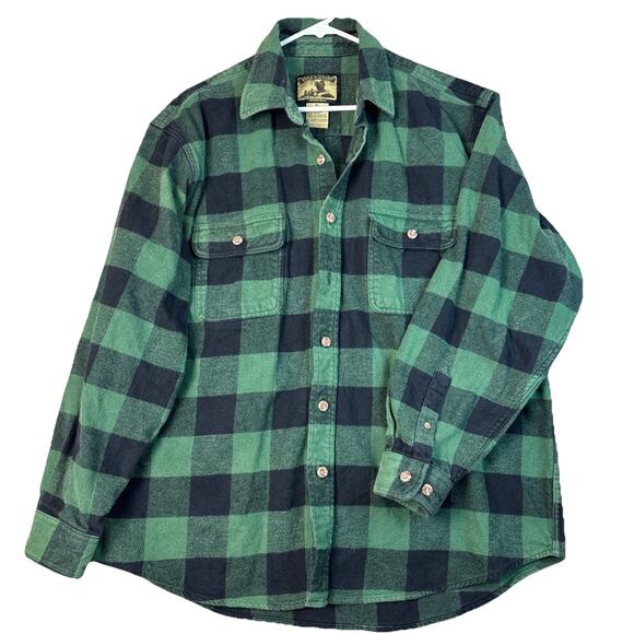 Field & Stream Lumberjack Flannel Shirt Men's XL Hunter Green Black Plaid Heavy - Picture 1 of 7